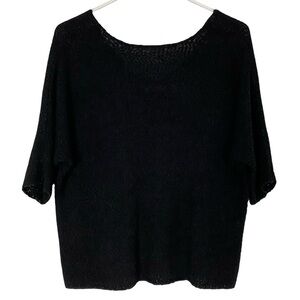 Oak & Fort Scoop Back Sweater Womens Size XS Black Boucle Half Sleeve Oversized